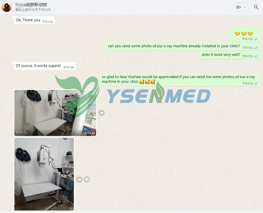 YSENMED YSX056-PE VET portable veterinary DR unit is working well in a vet clinic in overseas market.
