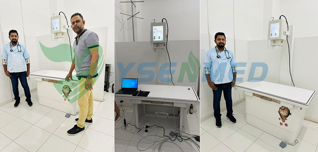 YSX056-PL 5.6kW veterinary digital x-ray machine set up in a vet clinic in Sri Lanka.