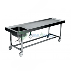 Mesa de autopsia forense simple móvil con fregadero YSJPT-4A