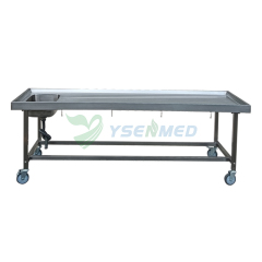 Mesa de autopsia forense simple móvil con fregadero YSJPT-4A
