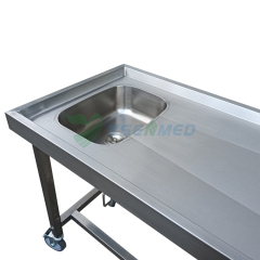 Mesa de autopsia forense simple móvil con fregadero YSJPT-4A