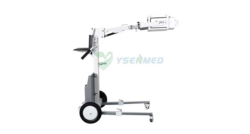 How to put up the portable x-ray unit YSX056-PE onto the mobile stand.