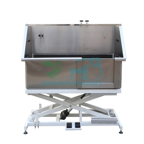 Rounded Corner Electrical Bathing Tub with Overhead Grooming Arm and Lifting Door YSBTS-142E