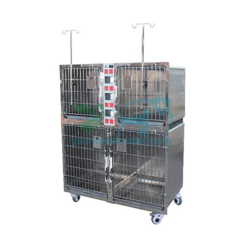 Stainless steel veterinary pet boarding cage with power socket YSVET1220D