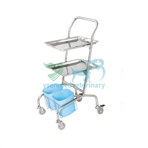 Hot sale stainless steel veterinary instrument cart YSVET5101