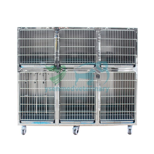 YSENMED YSVET1830D Veterinary Stainless Cage Dog Cage Banks Stainless Kennel Banks Pet Combination Cage