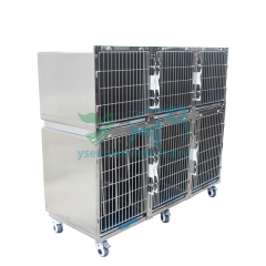 YSENMED YSVET1830D Veterinary Stainless Cage Dog Cage Banks Stainless Kennel Banks Pet Combination Cage