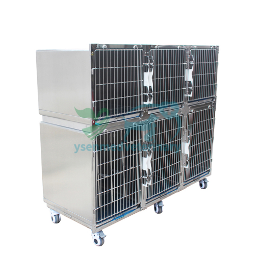 YSENMED YSVET1830D Veterinary Stainless Cage Dog Cage Banks Stainless Kennel Banks Pet Combination Cage
