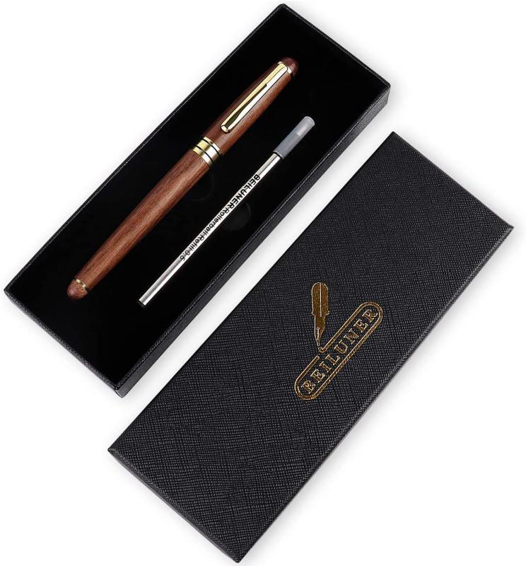 BEILUNER Luxury Walnut Ballpoint Pen Writing Set - Elegant Fancy Nice Gift Pen Set for Signature Executive Business Office Supplies - Gift Boxed with Extra Refills (Black)