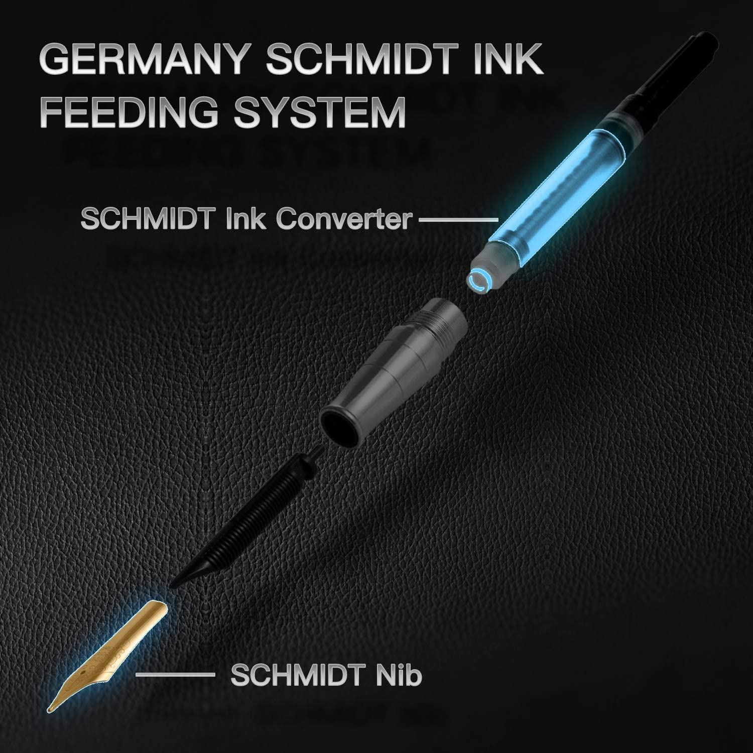 BEILUNER Luxury Fountain Pen Set,Solid 24K Gilded Medium NibStainless