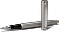 BEILUNER Luxury Rollerball Pen, Silver Grey Pen Barrel with Chrome Trim, Schmidt Ink Refill with Gift Case, Best Roller Ball Pen Gift Set for Men & Women, Professional, Executive Office, Nice Pens