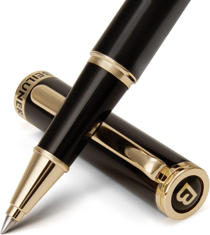 BEILUNER Luxury Rollerball Pen,24K Gold Trim,Noble and Elegant Designs,Schneider Ink Refill, Best Roller Ball Pen Gift Set for Men & Women, Professional, Executive Office, Nice Pens