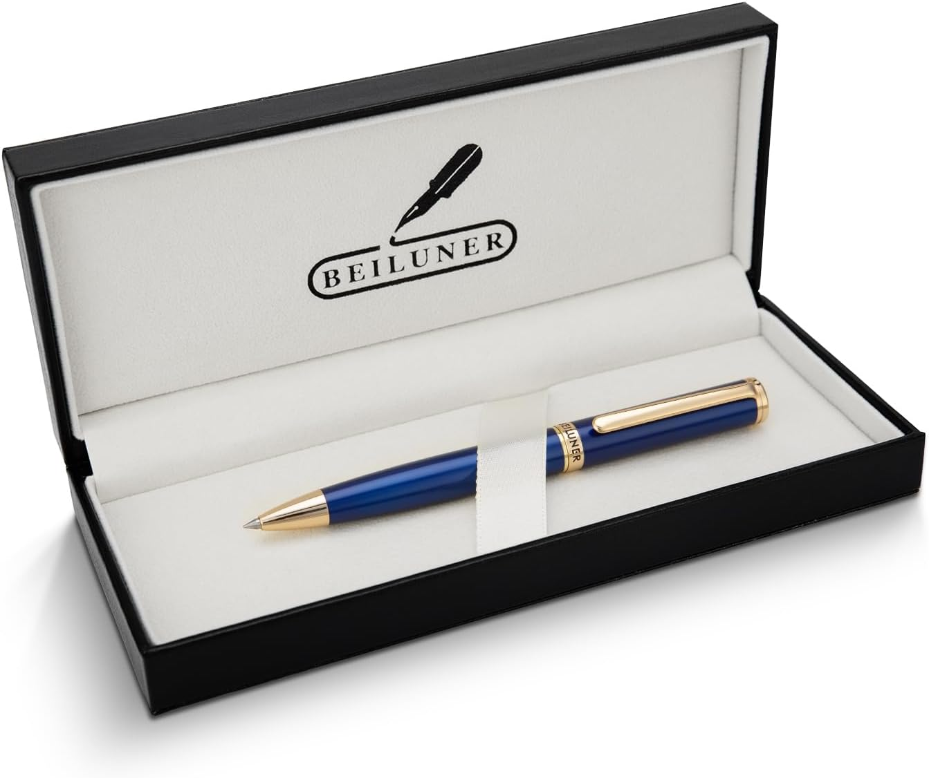 BEILUNER Luxury Rollerball Pen, Silver Grey Pen Barrel with Chrome