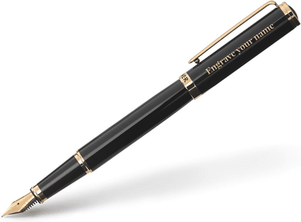 BEILUNER Black Personalized Fountain Pen,Stunning Luxury Pen,24K Gilded Nib(Medium)