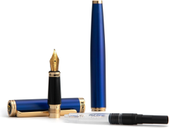 BEILUNER Blue Personalized Fountain Pen,Stunning Luxury Pen,24K Gilded Nib(Medium)