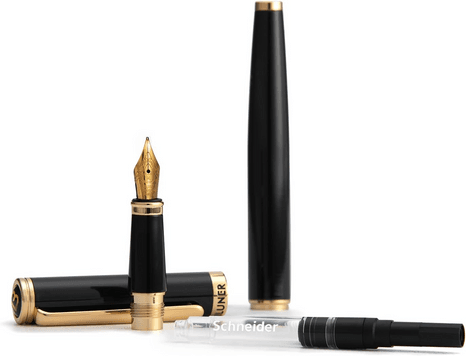 BEILUNER Black Personalized Fountain Pen,Stunning Luxury Pen,24K Gilded Nib(Medium)