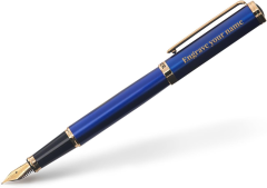 BEILUNER Blue Personalized Fountain Pen,Stunning Luxury Pen,24K Gilded Nib(Medium)