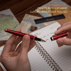 BEILUNER Red Personalized Fountain Pen,Stunning Luxury Pen,24K Gilded Nib(Medium)