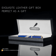 BEILUNER Blue Personalized Pen,Stunning Luxury Pen With 24K Gold Finish