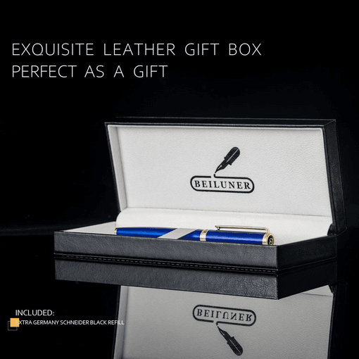 BEILUNER Blue Personalized Pen,Stunning Luxury Pen With 24K Gold Finish