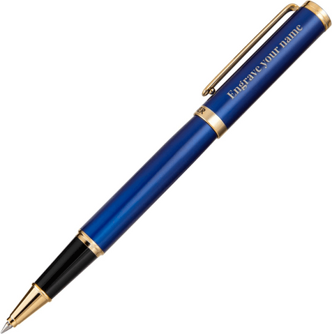 BEILUNER Blue Personalized Pen,Stunning Luxury Pen With 24K Gold Finish