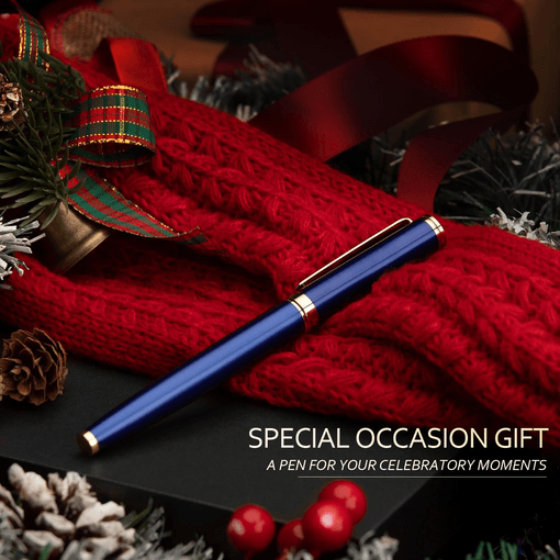 BEILUNER Blue Personalized Pen,Stunning Luxury Pen With 24K Gold Finish