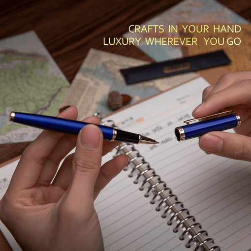 BEILUNER Blue Personalized Pen,Stunning Luxury Pen With 24K Gold Finish