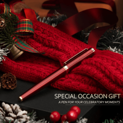 BEILUNER Red Personalized Fountain Pen,Stunning Luxury Pen,24K Gilded Nib(Medium)