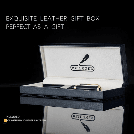 BEILUNER Black Personalized Pen,Stunning Luxury Pen With 24K Gold Finish