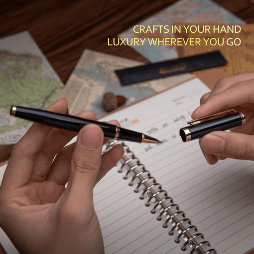 BEILUNER Black Personalized Pen,Stunning Luxury Pen With 24K Gold Finish