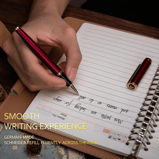 BEILUNER Red Personalized Fountain Pen,Stunning Luxury Pen,24K Gilded Nib(Medium)