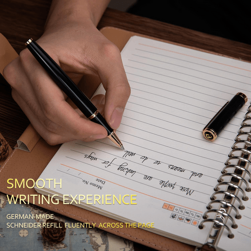 BEILUNER Black Personalized Pen,Stunning Luxury Pen With 24K Gold Finish