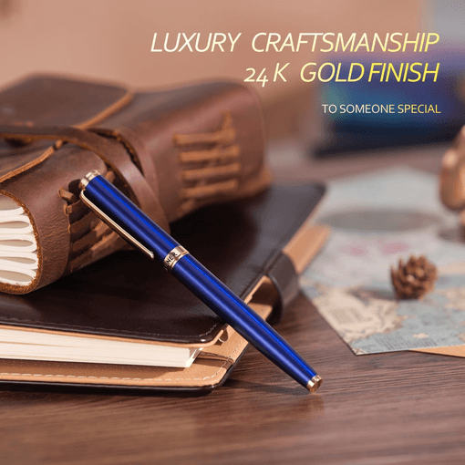 BEILUNER Blue Personalized Pen,Stunning Luxury Pen With 24K Gold Finish