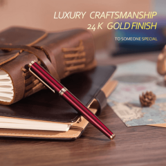 BEILUNER Red Personalized Fountain Pen,Stunning Luxury Pen,24K Gilded Nib(Medium)
