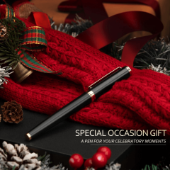 BEILUNER Black Personalized Pen,Stunning Luxury Pen With 24K Gold Finish
