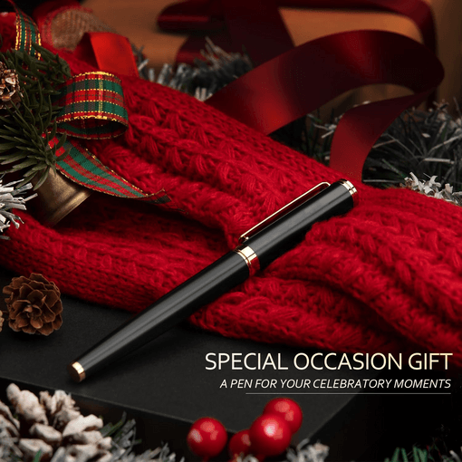 BEILUNER Black Personalized Pen,Stunning Luxury Pen With 24K Gold Finish