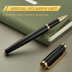 BEILUNER BL-G01 Luxury Rollerball Pen – 24K Gold Trim, Elegant & Refined Design with Premium Schneider Refill – Ideal Executive Gift for Men & Women, Professional Office & Business Writing