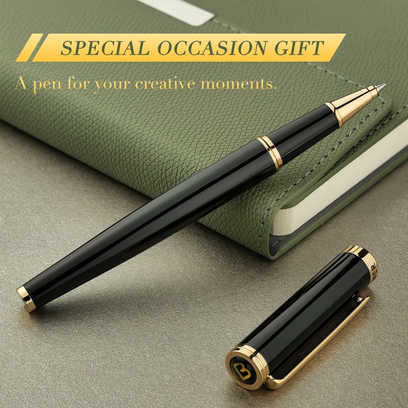 BEILUNER BL-G01 Luxury Rollerball Pen – 24K Gold Trim, Elegant & Refined Design with Premium Schneider Refill – Ideal Executive Gift for Men & Women, Professional Office & Business Writing