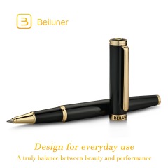 BEILUNER BL-G01 Luxury Rollerball Pen – 24K Gold Trim, Elegant & Refined Design with Premium Schneider Refill – Ideal Executive Gift for Men & Women, Professional Office & Business Writing