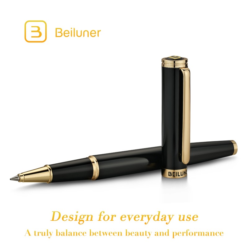 BEILUNER BL-G01 Luxury Rollerball Pen – 24K Gold Trim, Elegant & Refined Design with Premium Schneider Refill – Ideal Executive Gift for Men & Women, Professional Office & Business Writing