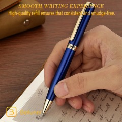 BEILUNER Blue Lacquer Gel Pen - Stunning Luxury Pen with 24K Gold Finish, ADMOK Black Refill, Executive Gift Set for Family & Friends, Writing, Fancy, Office, Retractable Pens