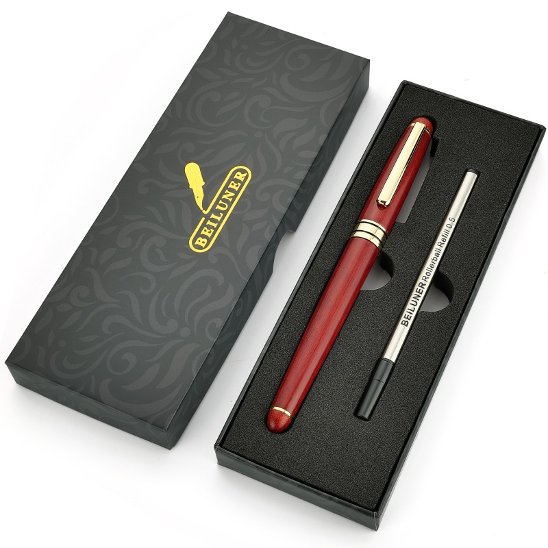 BEILUNER Luxury Wood Ballpoint Pen Writing Set,Rosewood-Elegant Fancy Nice Gift Pen Set for Signature Executive Business Office Fancy Nice Supplies - Christmas Gift Boxed with Extra Refills (Black)