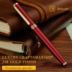 BEILUNER Luxury Rollerball Pen,24K Gold Trim,Noble and Elegant Designs,Schneider Ink Refill, Best Roller Ball Pen Gift Set for Men & Women, Professional, Executive Office, Nice Pens BL-G02