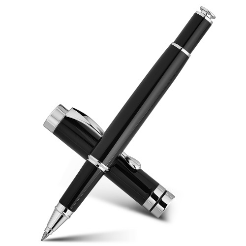 BEILUNER Ballpoint Pens, Stunning Black Chrome Ballpoint Pen with Silver Trim, Best Ball Pen Gift Set for Men &amp; Women, Professional, Executive, Office, Fancy Pen-Gift Box With 0.5mm Extra Black Refill