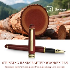 BEILUNER Luxury Wood Ballpoint Pen Writing Set,Rosewood-Elegant Fancy Nice Gift Pen Set for Signature Executive Business Office Fancy Nice Supplies - Christmas Gift Boxed with Extra Refills (Black)