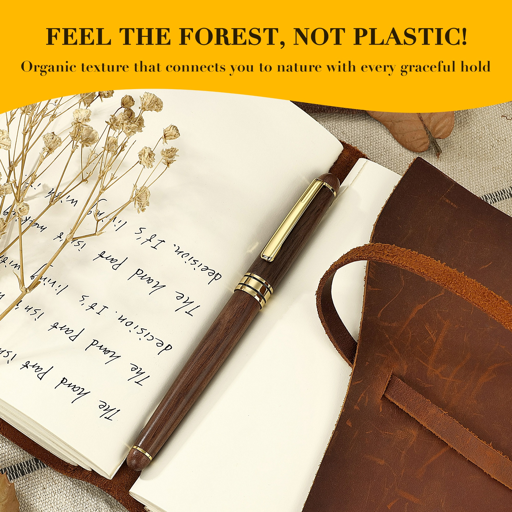 BEILUNER Luxury Wood Ballpoint Pen Writing Set,Walnut-Elegant Fancy Nice Gift Pen Set for Signature Executive Premium Office Fancy Nice Supplies - Gift Boxed with Extra Refills (Black)