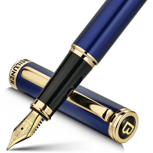 BEILUNER Blue Fountain Pen,Stunning Luxury Pens with 24K Gold Finish, Gorgeous 24K Gilded Nib(Fine), Trustworthy Pen Gift for Men&amp;Women -Ink Converter-Elegant, Graduation,Nice Pen for Writing