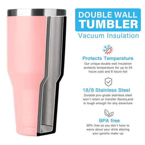 RTIC Double Wall Vacuum Insulated Tumbler, 40 oz, Pink 