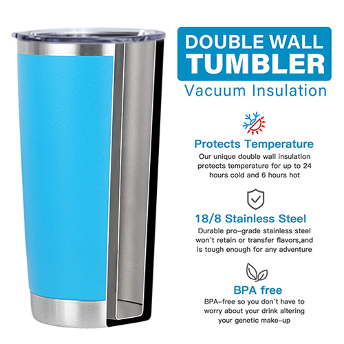 Bulk 20oz Stainless Steel Tumbler Slider Lid Double Wall Vacuum Insulated