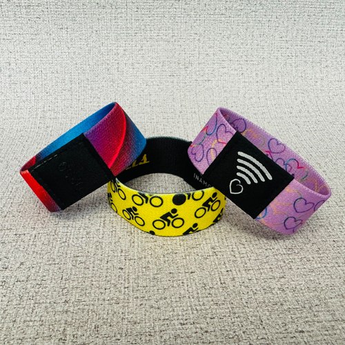 Customized logo NFC/Rfid festival event wrist band high quality elastic  polyester woven wristband cloth bracelet | Custom Wristband For Sale